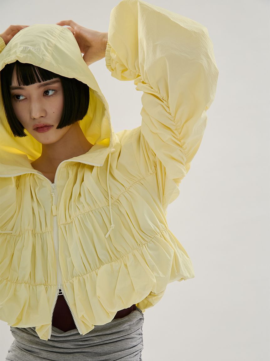 emmi atelier「【Movique】シャーリングブルゾン/撥水/UVカット/接触冷感」|ブルゾン・スタジャン|