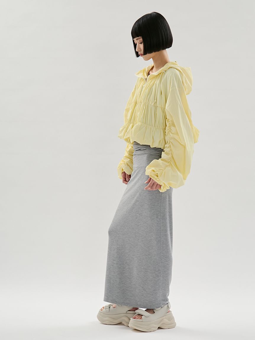 emmi atelier「【Movique】シャーリングブルゾン/撥水/UVカット/接触冷感」|ブルゾン・スタジャン|