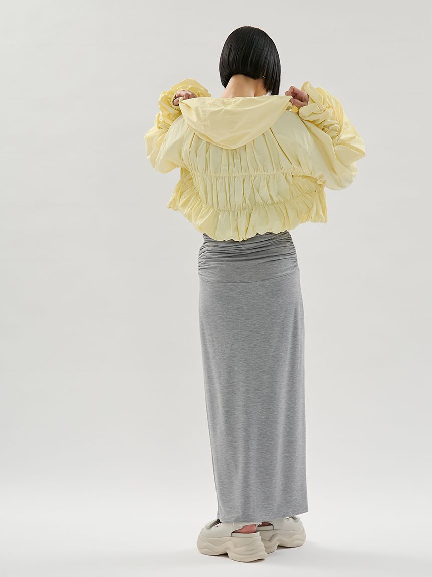 emmi atelier「【Movique】シャーリングブルゾン/撥水/UVカット/接触冷感」|ブルゾン・スタジャン|