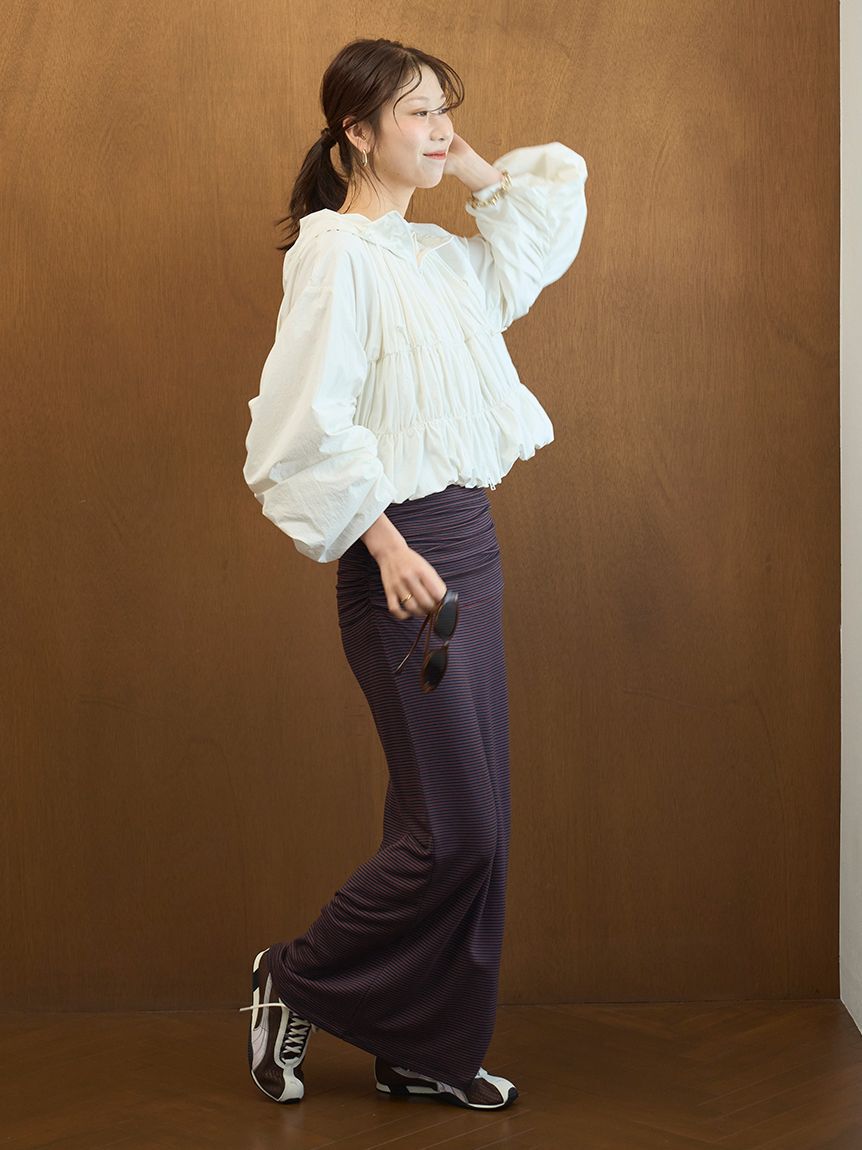 emmi atelier「【Movique】シャーリングブルゾン/撥水/UVカット/接触冷感」|ブルゾン・スタジャン|