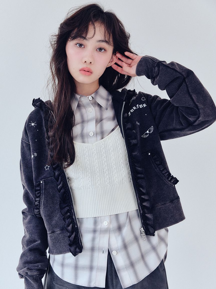 FURFUR「フリルジップアップフーディー」|パーカー|