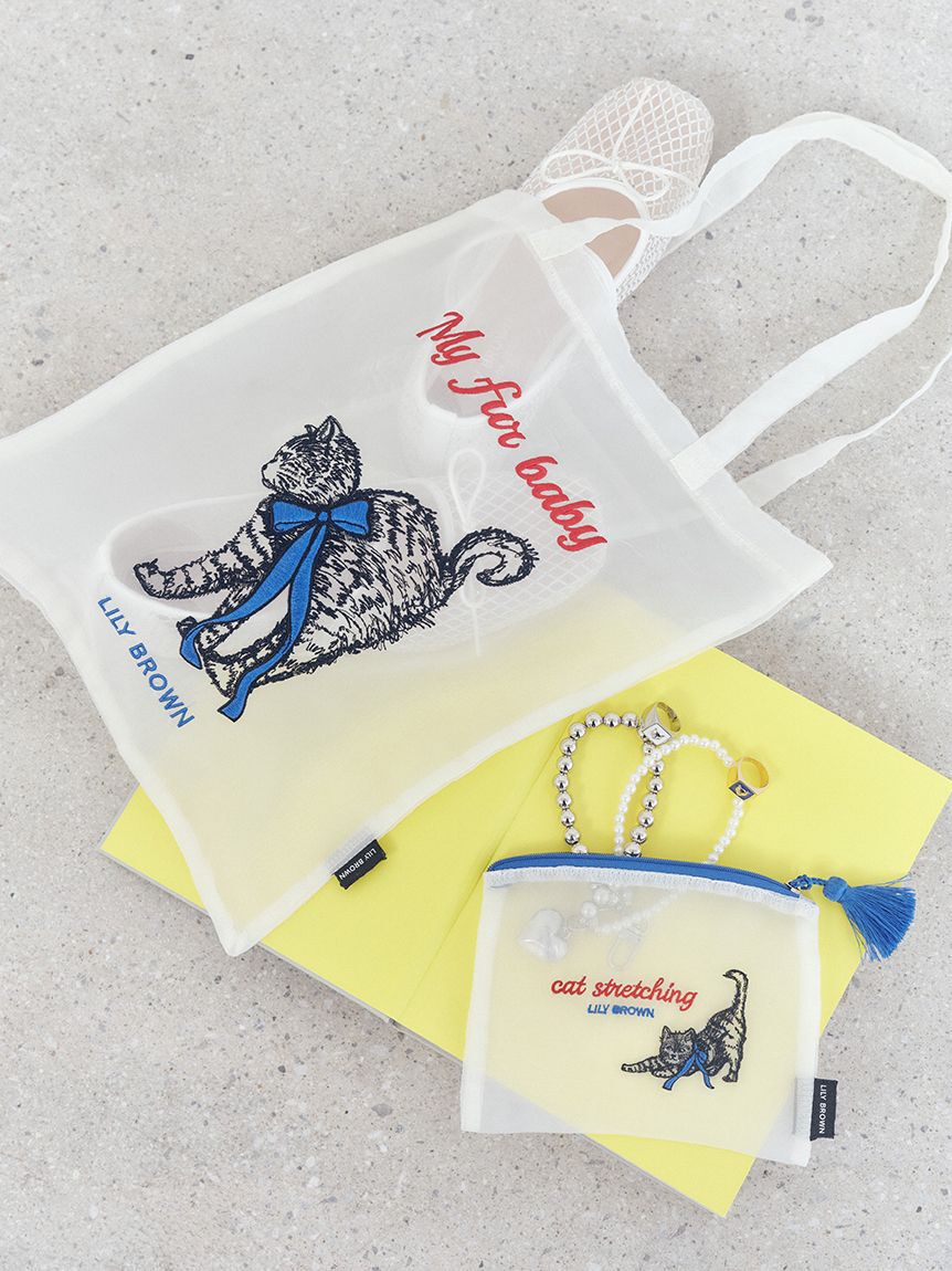 LILY BROWN「CAT刺繍シアーポーチ」|ポーチ|