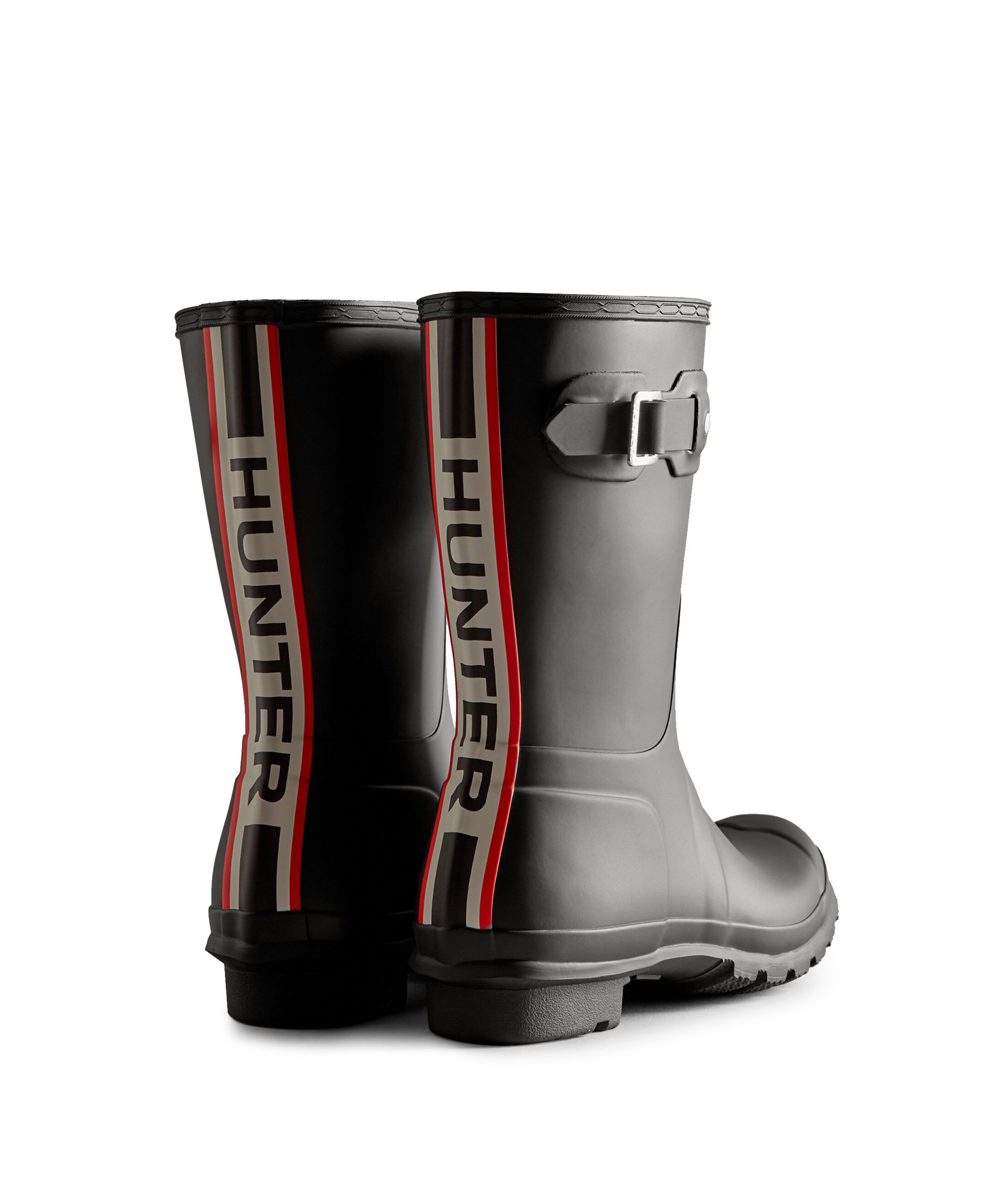 HUNTER「レディース オリジナル ショート ハンター トリ カラー ロゴ バックストラップ ブーツ」|レインシューズ|