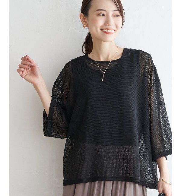 ikka「【2点セット】シアーボーダーアンサンブル」|その他|ブラック