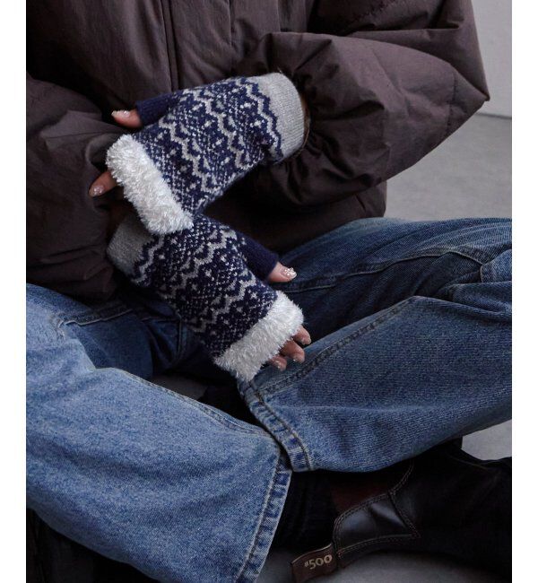 Lbc with Life「ジャガード指手先ファーニット」|手袋|