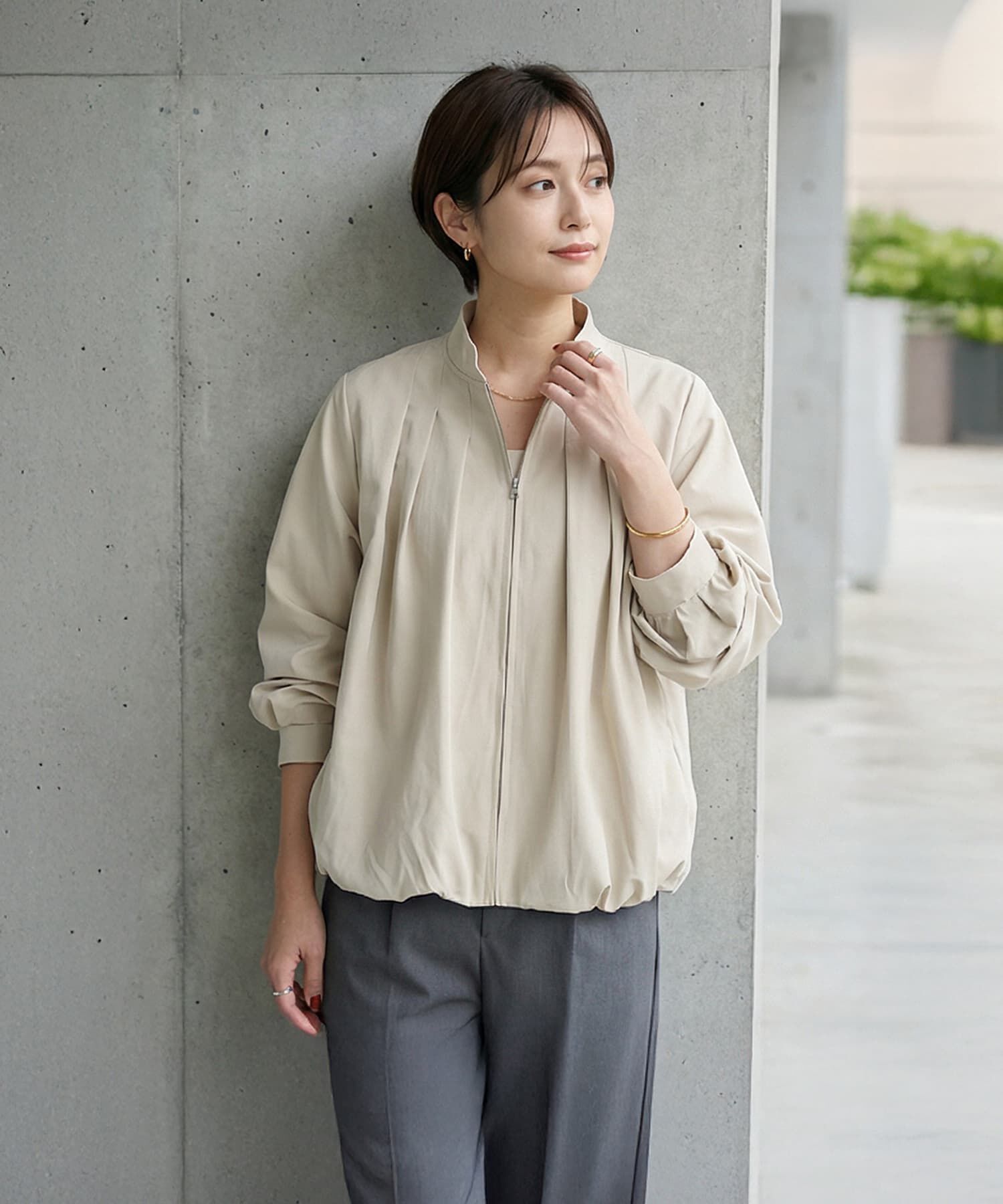 STYLE DELI「ブルゾン風タックジャケット」|ブルゾン・スタジャン|