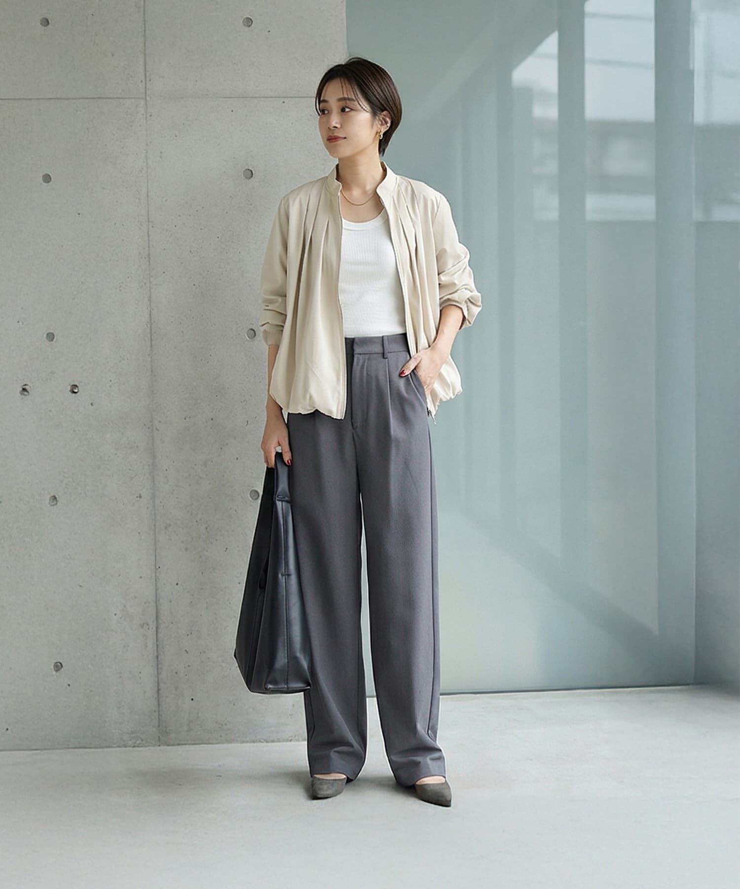 STYLE DELI「ブルゾン風タックジャケット」|ブルゾン・スタジャン|