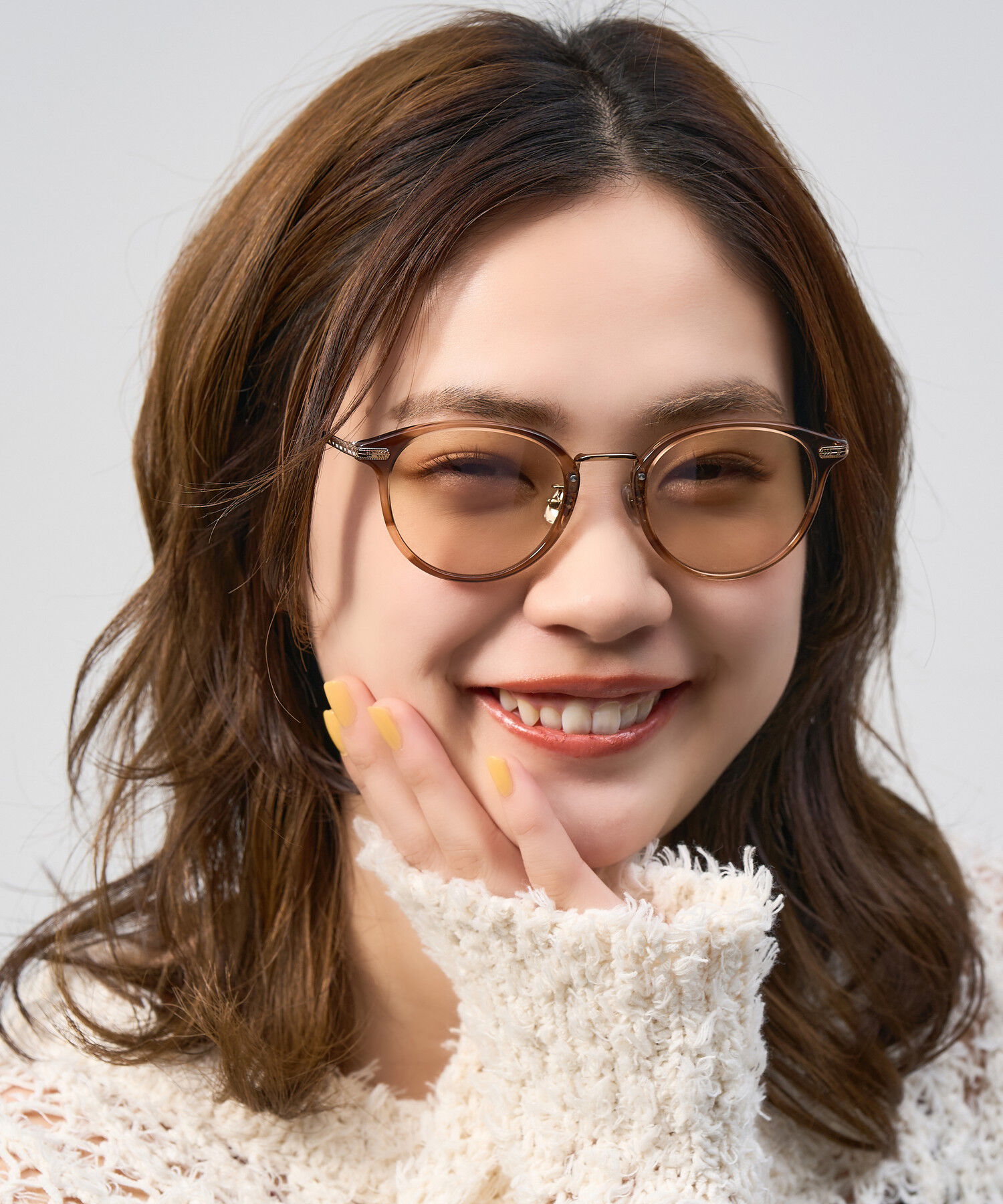  「Zoff | UNITED ARROWS ボストン型 サングラス クリアフレーム UVカット ズレ防止 ユナイテッドアローズ」|サングラス|薄ブラウン