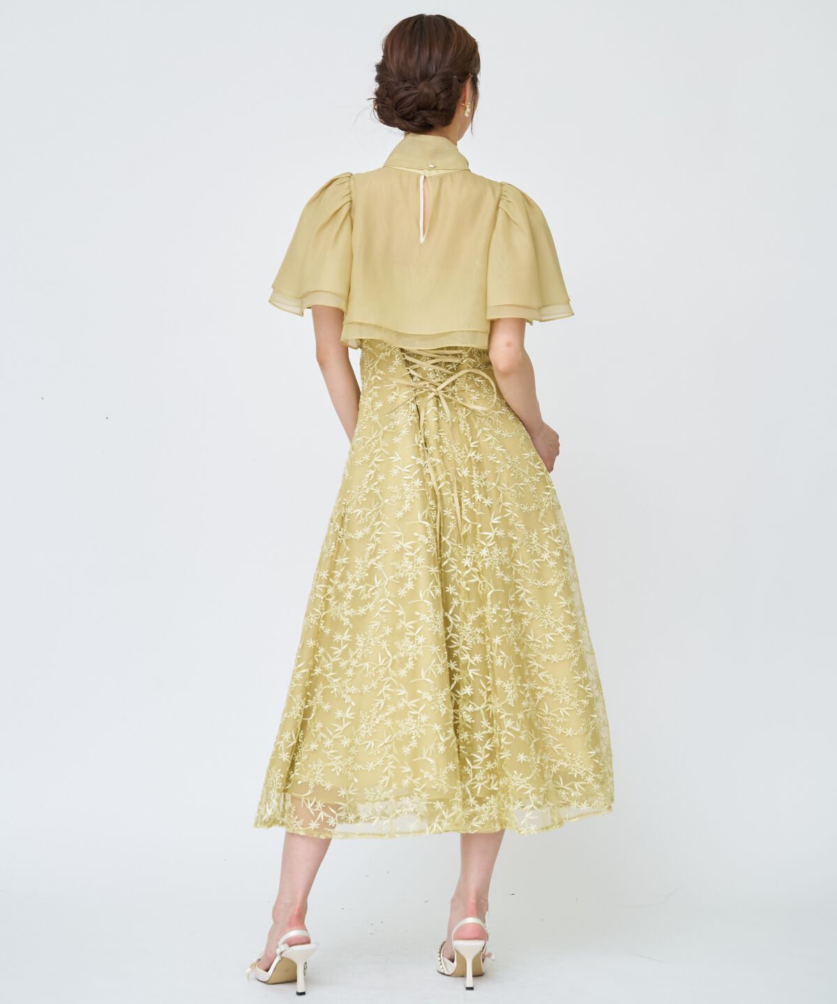 アンドクチュール「ラメボタニカルレースレイヤードドレス」|ドレス|