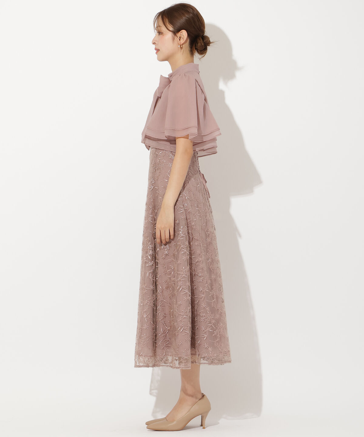 アンドクチュール「ラメボタニカルレースレイヤードドレス」|ドレス|