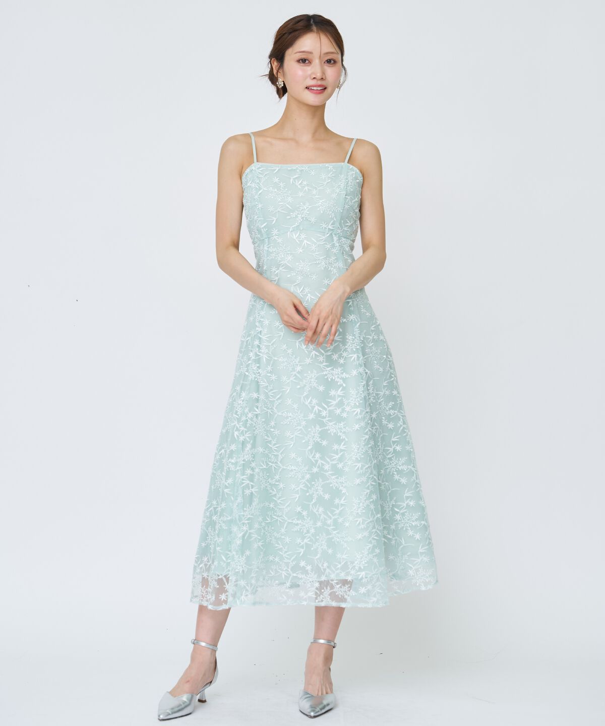 アンドクチュール「ラメボタニカルレースレイヤードドレス」|ドレス|