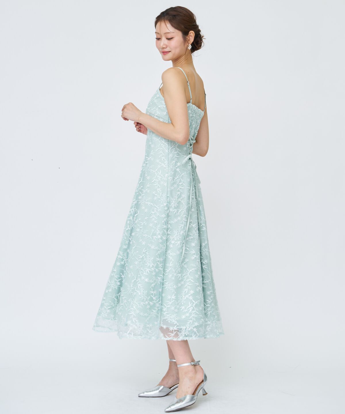 アンドクチュール「ラメボタニカルレースレイヤードドレス」|ドレス|