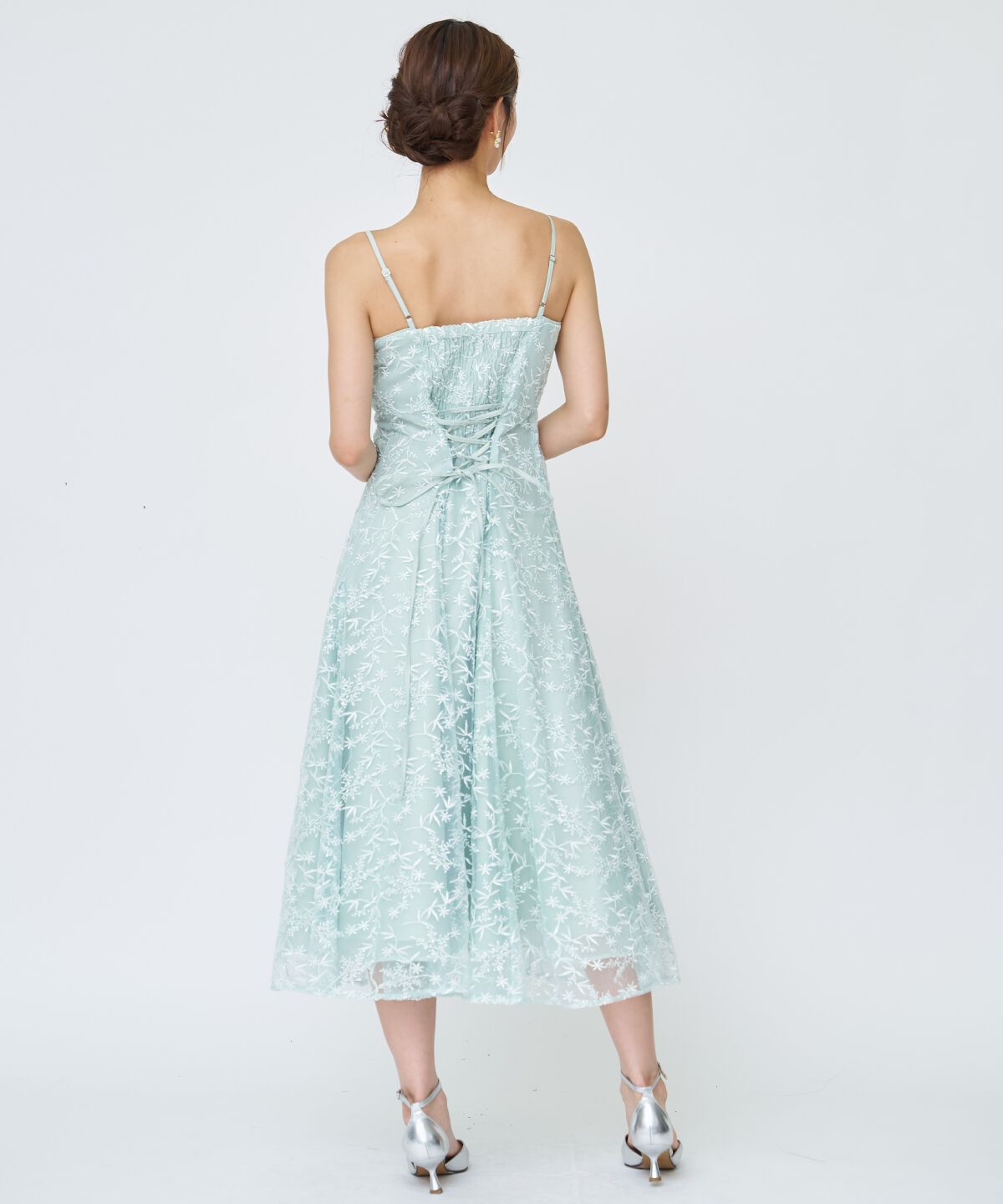 アンドクチュール「ラメボタニカルレースレイヤードドレス」|ドレス|