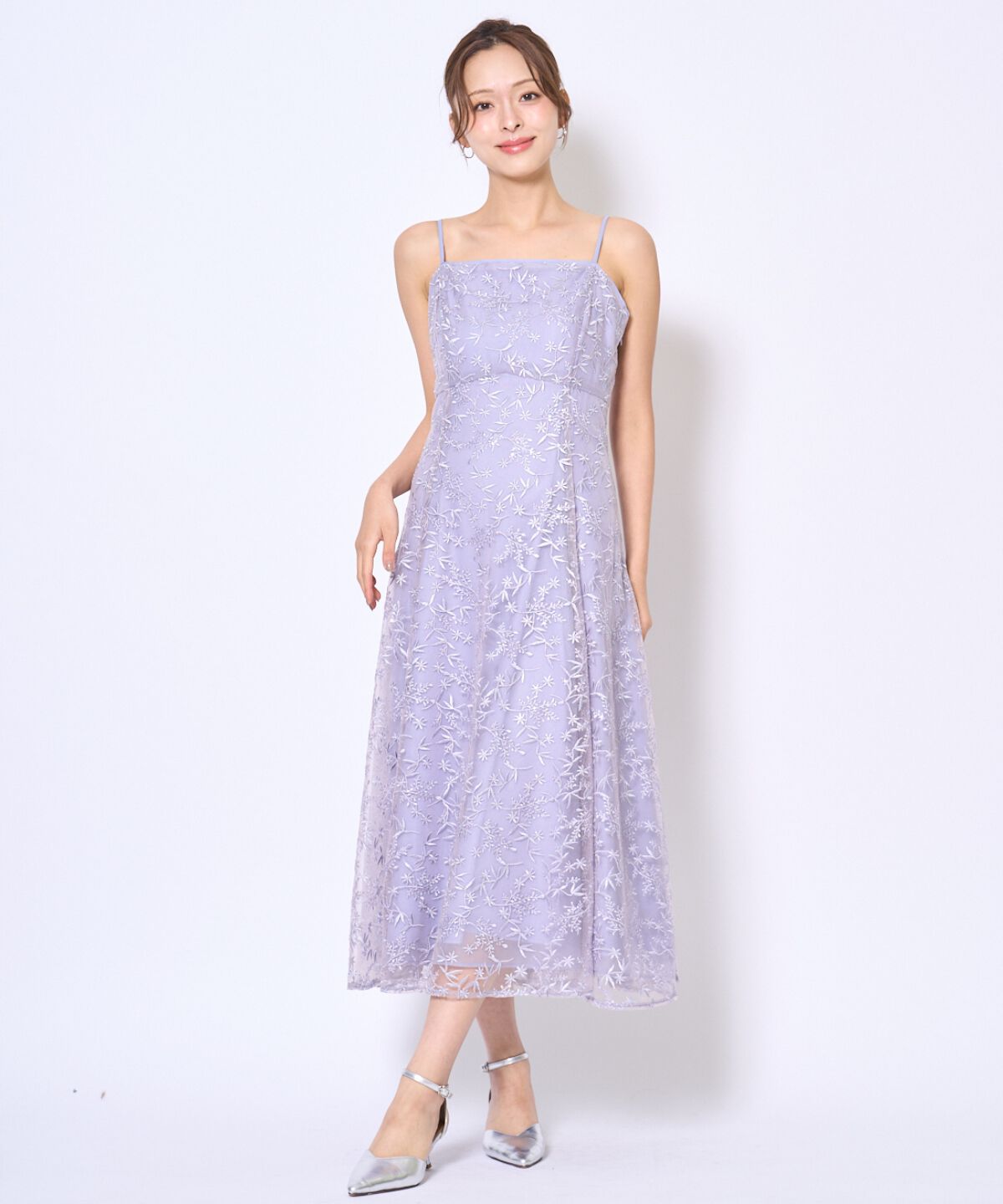 アンドクチュール「ラメボタニカルレースレイヤードドレス」|ドレス|