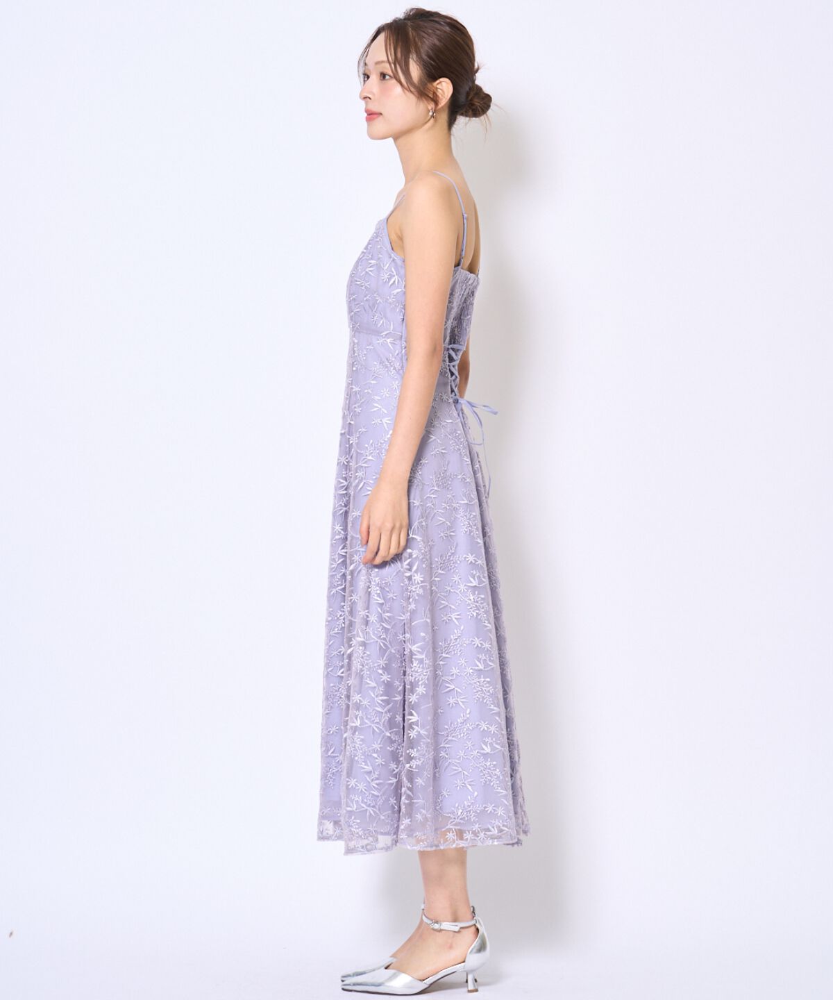 アンドクチュール「ラメボタニカルレースレイヤードドレス」|ドレス|