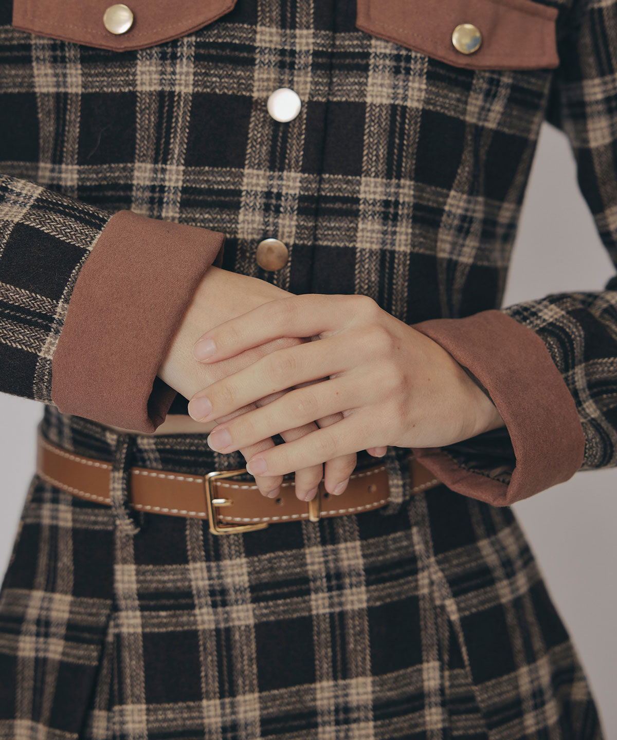 REDYAZEL「クラシカルチェックコンパクトシャツ&times;ロングスカートセットアップ」|ワンピース|