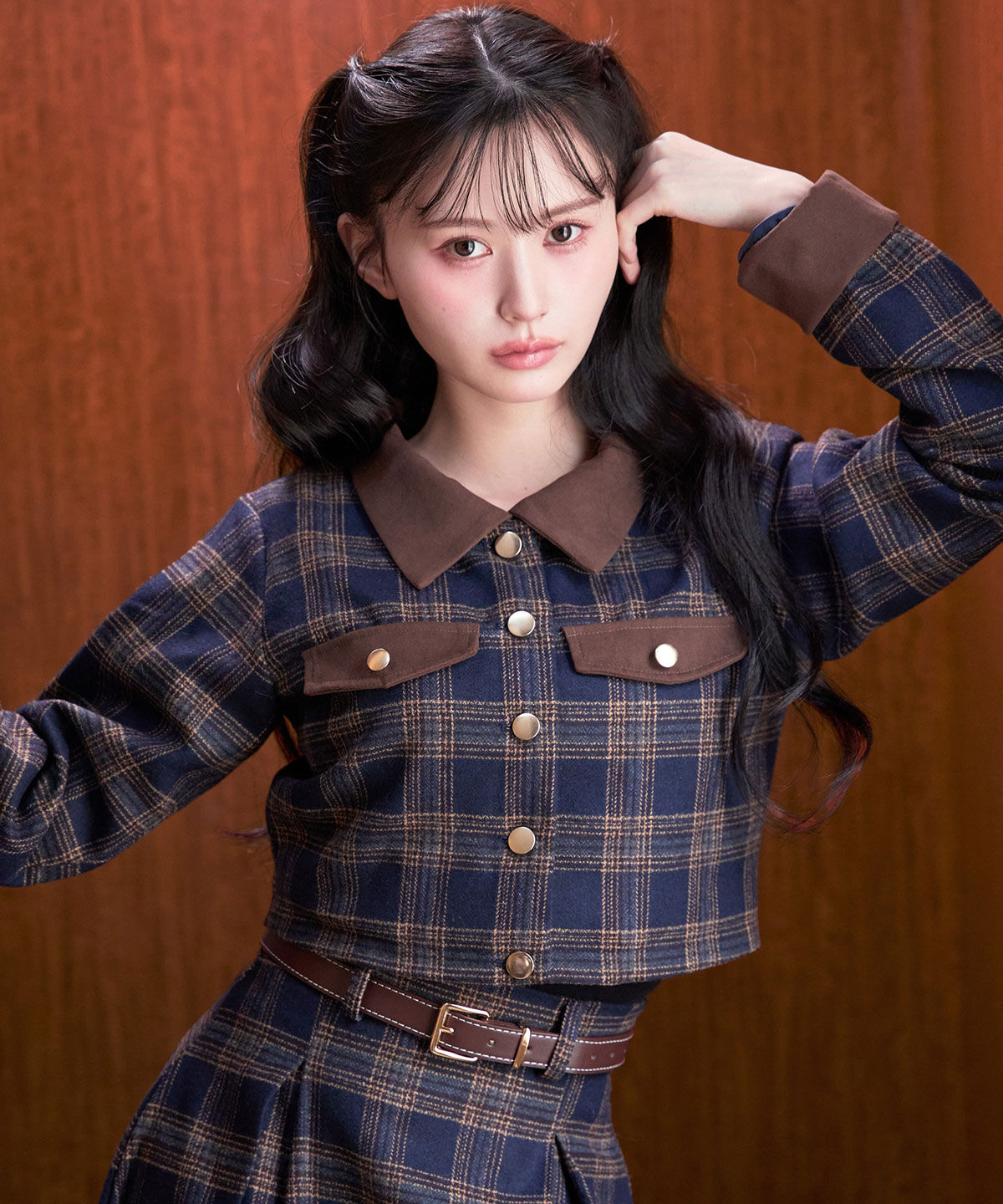 REDYAZEL「クラシカルチェックコンパクトシャツ&times;ロングスカートセットアップ」|ワンピース|