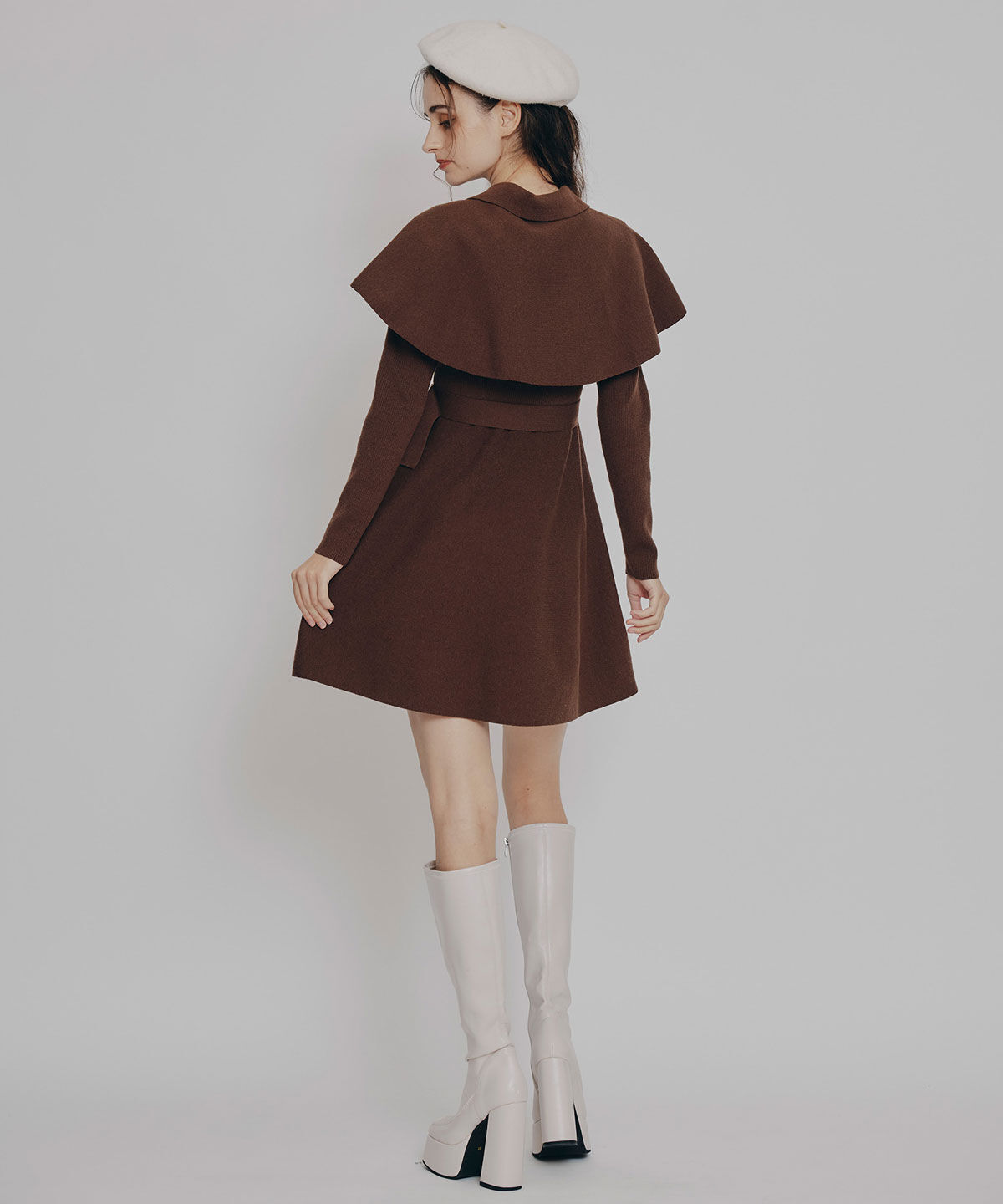 REDYAZEL「ケープSETニットフレアミニワンピース」|ワンピース|