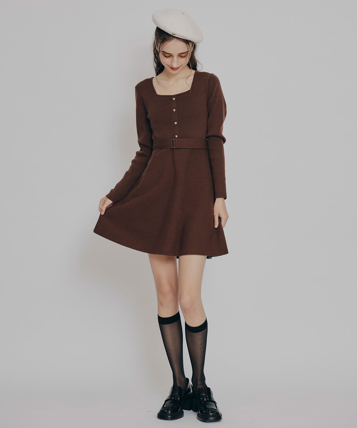 REDYAZEL「ケープSETニットフレアミニワンピース」|ワンピース|