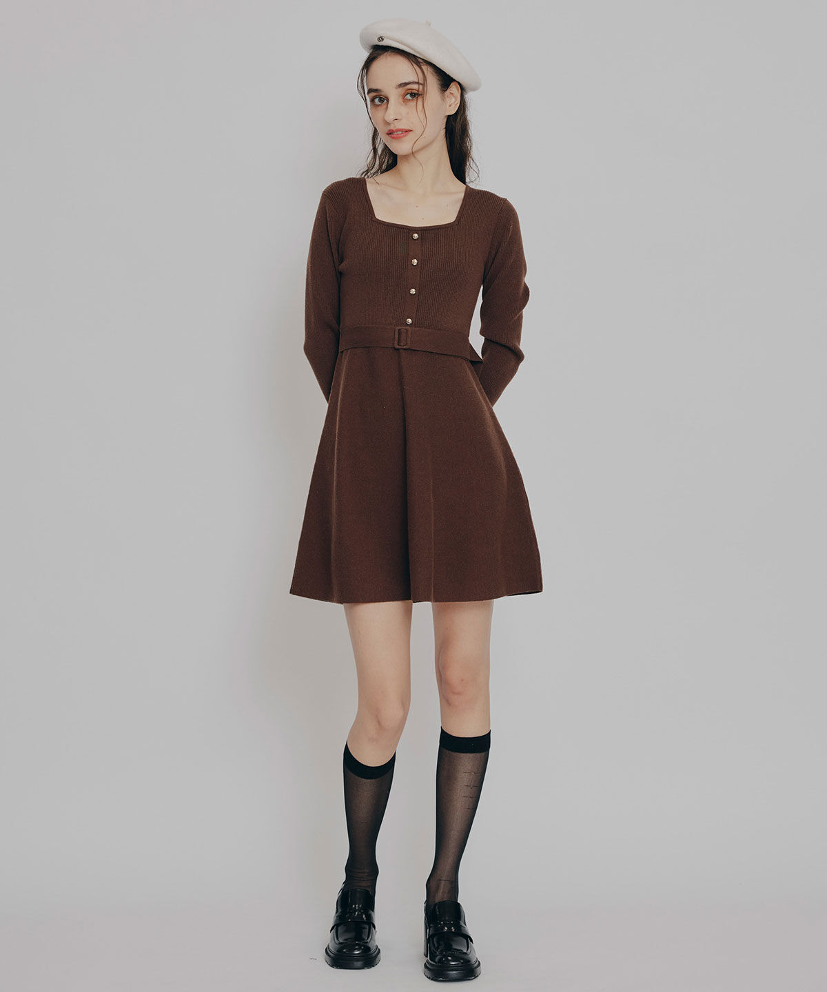 REDYAZEL「ケープSETニットフレアミニワンピース」|ワンピース|