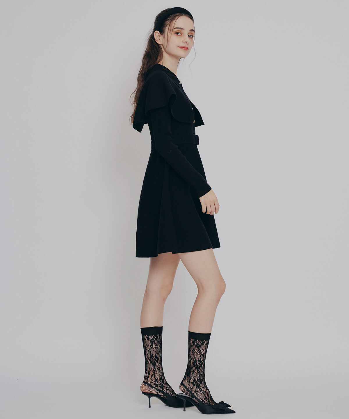 REDYAZEL「ケープSETニットフレアミニワンピース」|ワンピース|