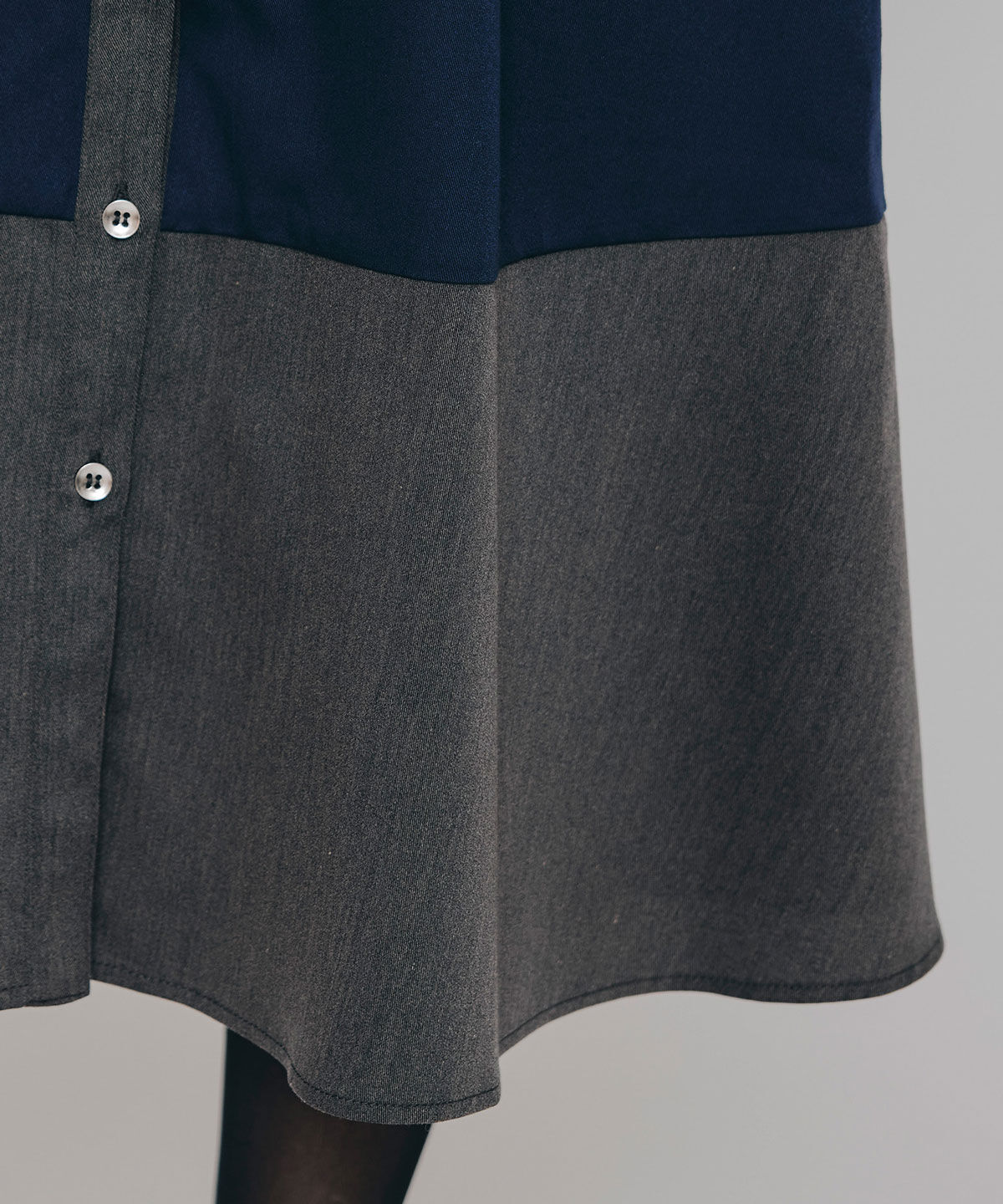 REDYAZEL「カラーブロッキングシャツロングフレアワンピース」|ワンピース|