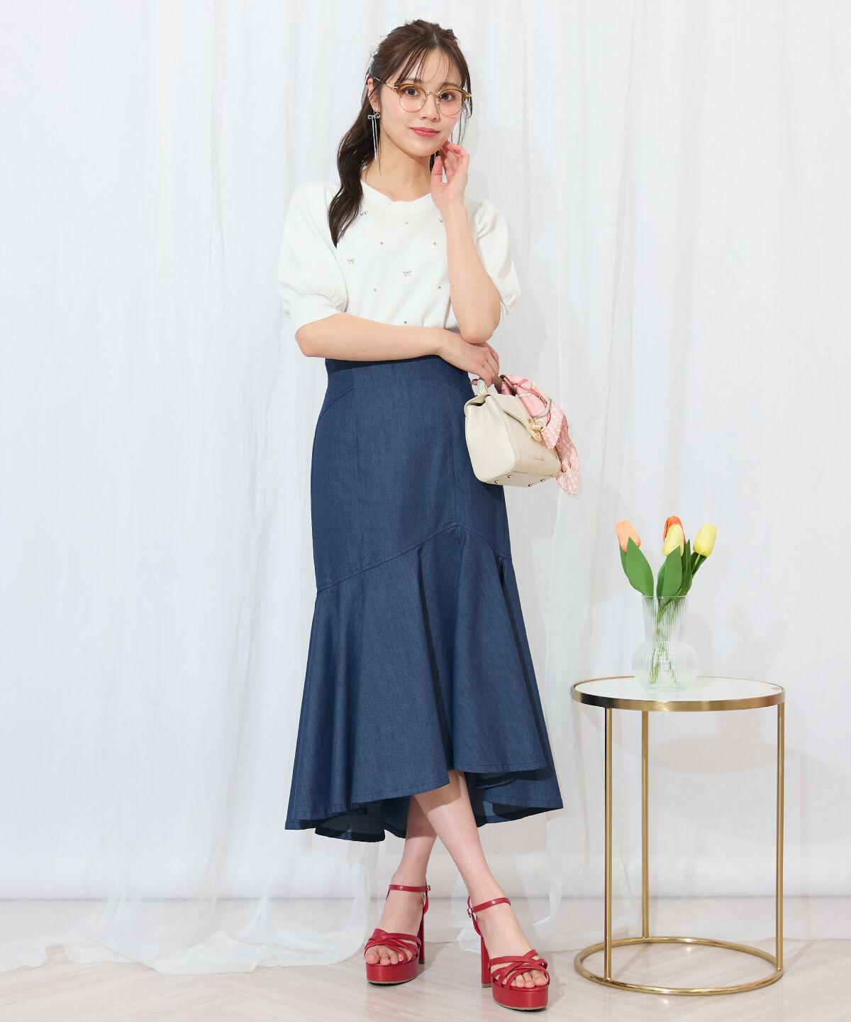 WILLSELECTION「ビジュー＆リボンパーツニットプルオーバー」|ニット・セーター|