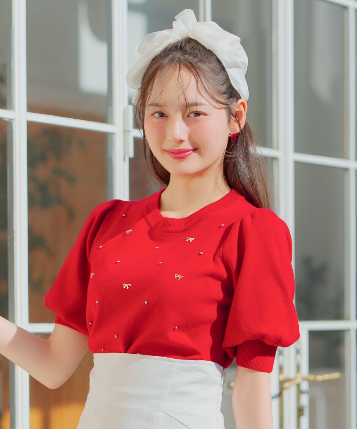 WILLSELECTION「ビジュー＆リボンパーツニットプルオーバー」|ニット・セーター|