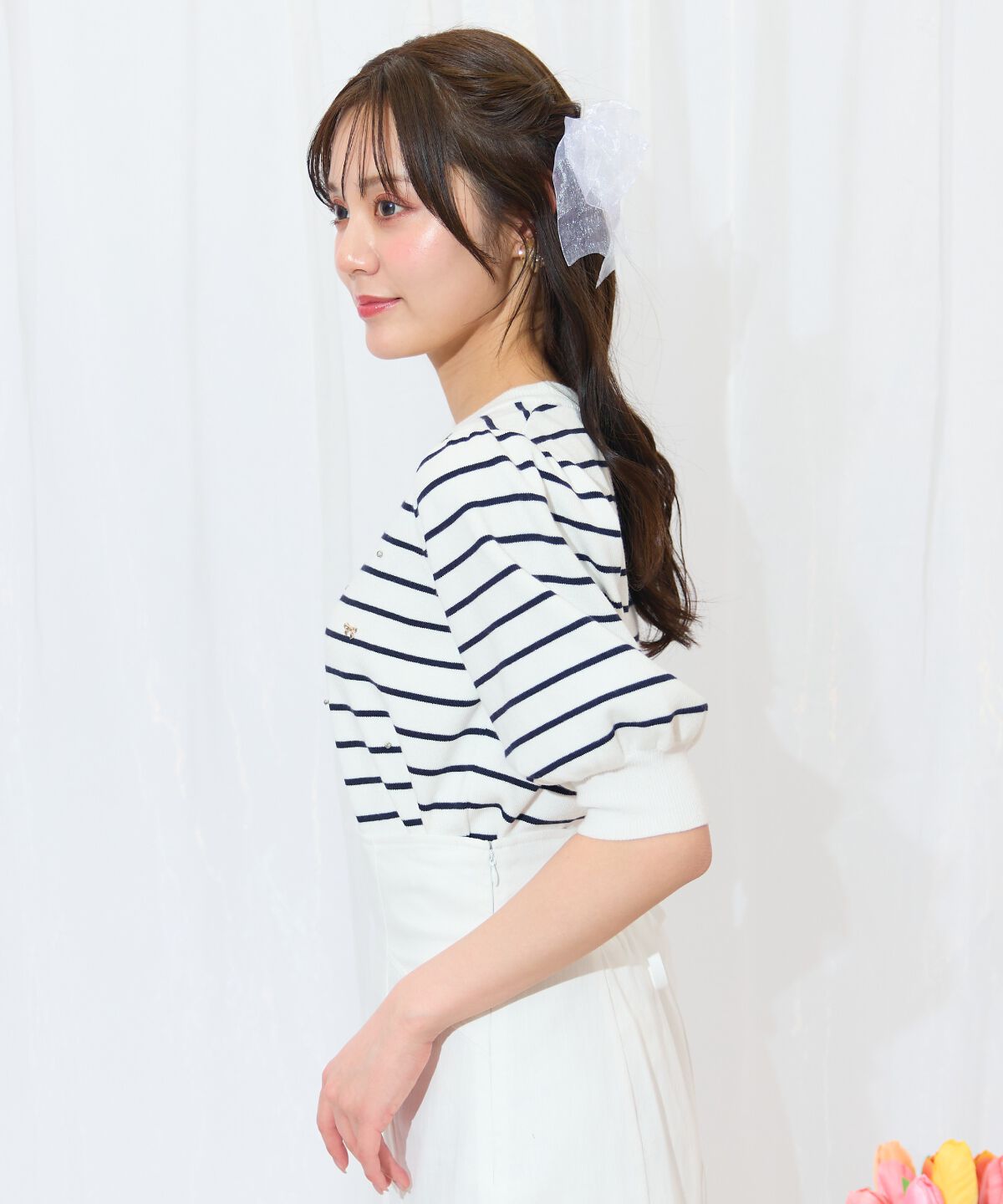 WILLSELECTION「ビジュー＆リボンパーツニットプルオーバー」|ニット・セーター|