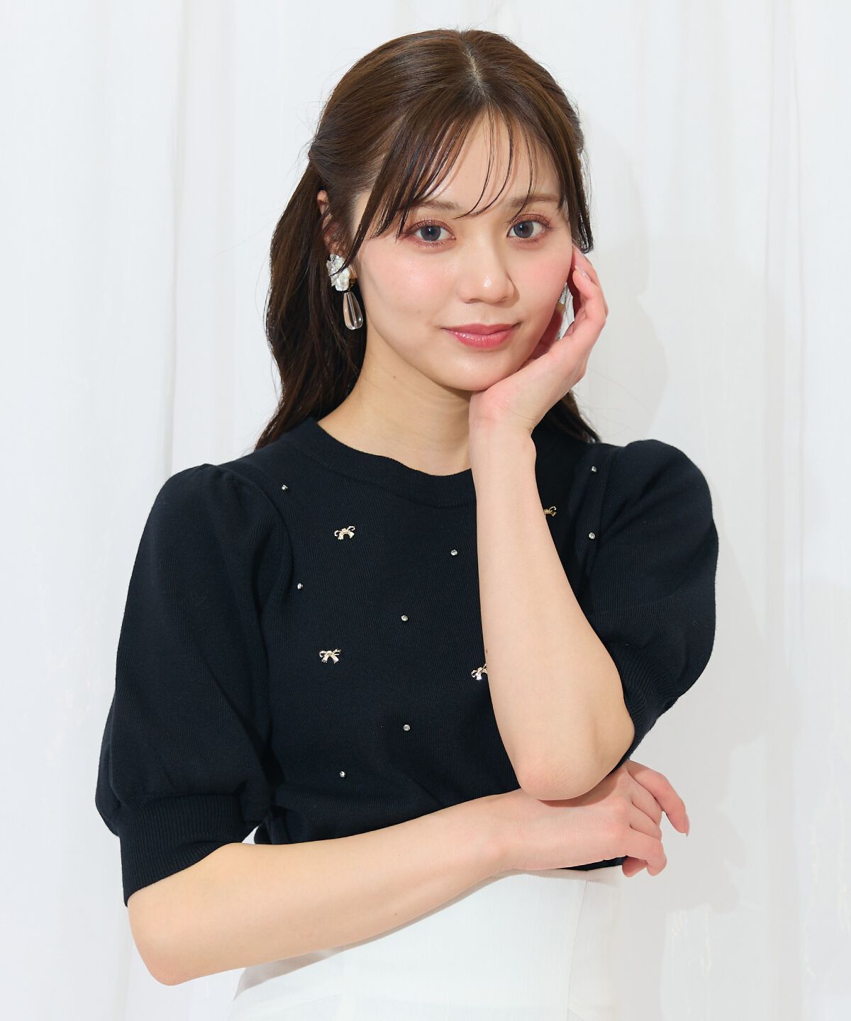 WILLSELECTION「ビジュー＆リボンパーツニットプルオーバー」|ニット・セーター|