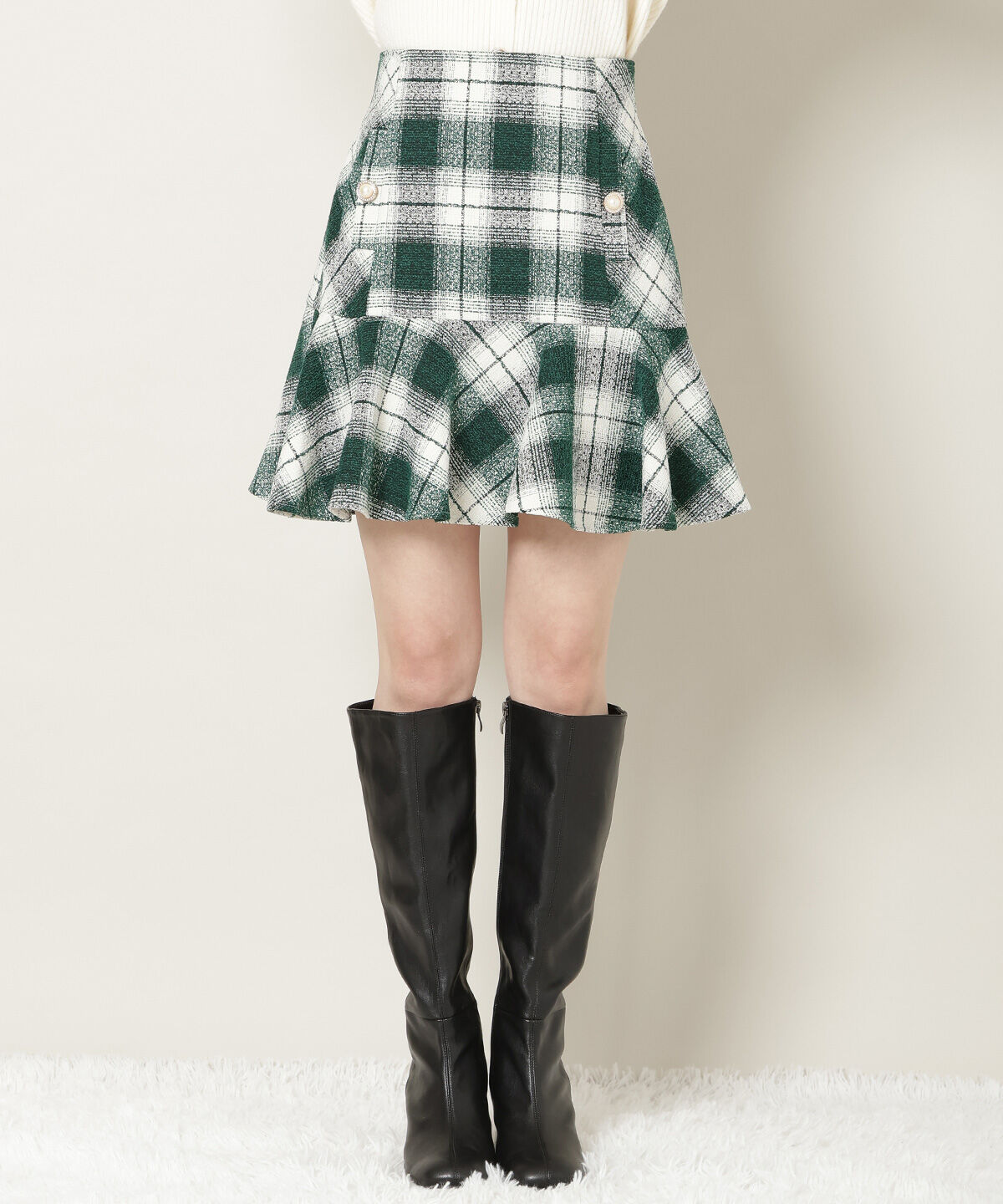 WILLSELECTION「ヘムフレアツイードミニスカート」|フレア|