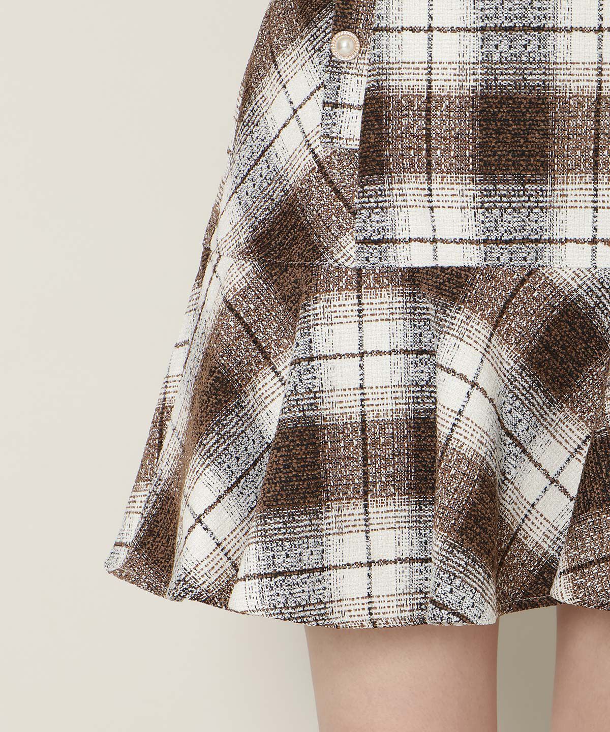 WILLSELECTION「ヘムフレアツイードミニスカート」|フレア|