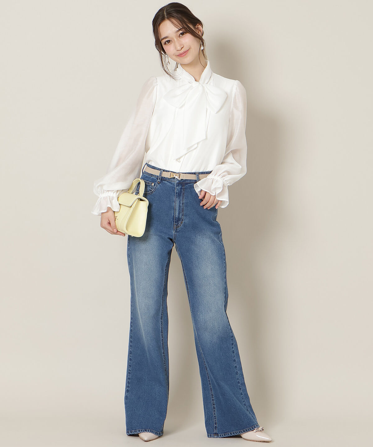 WILLSELECTION「ロゴ刺繍セミフレアデニムパンツ」|デニム|