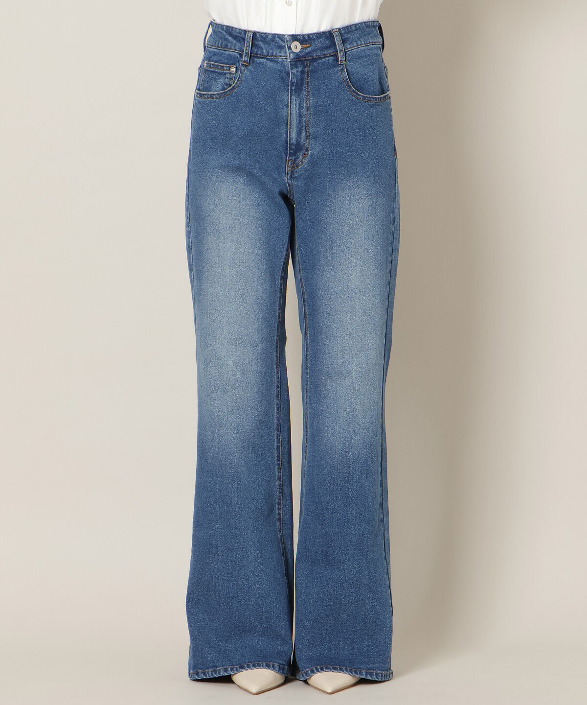 WILLSELECTION「ロゴ刺繍セミフレアデニムパンツ」|デニム|