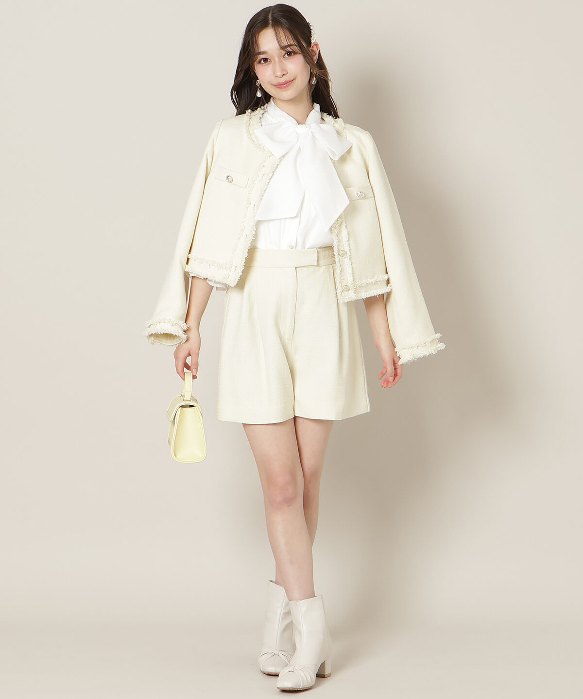 WILLSELECTION「ツイードタックショートパンツ」|キュロット|イエロー