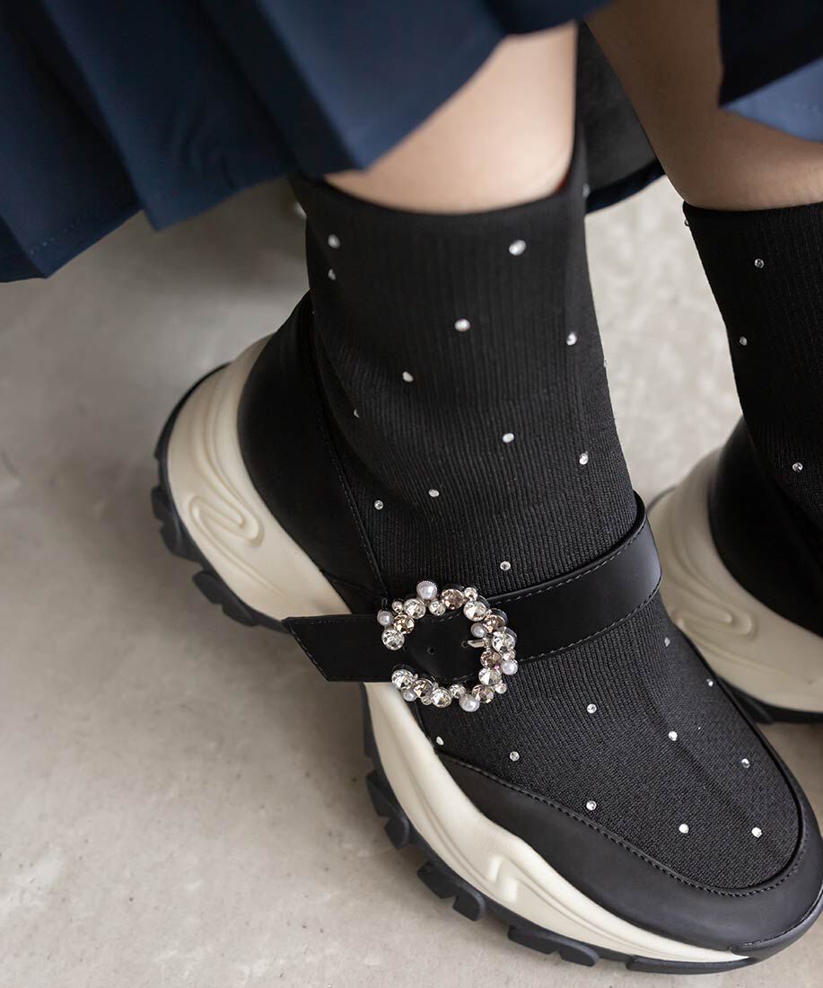  「2WAYビジューニットスニーカー」|スニーカー|