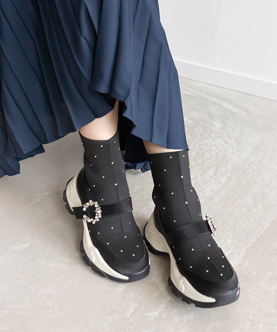  「2WAYビジューニットスニーカー」|スニーカー|