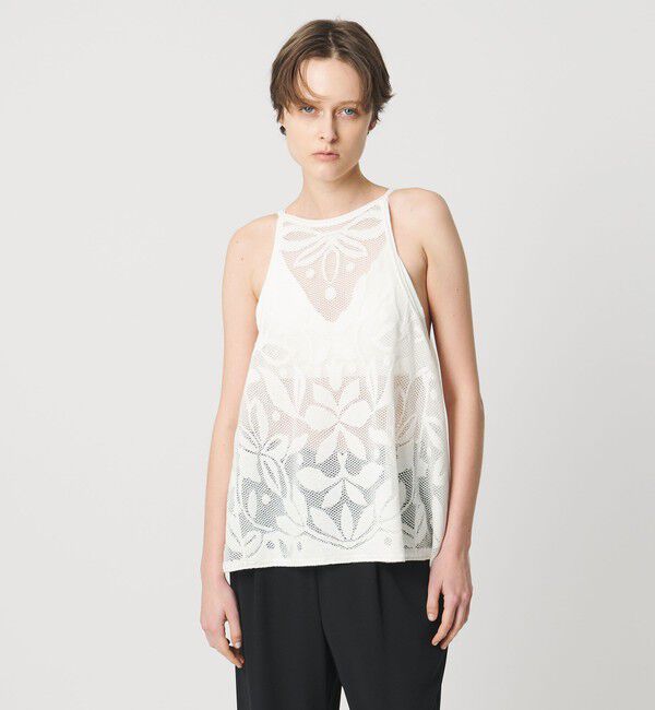 AEWEN MATOPH「＜AEWEN MATOPH＞メッシュジャガード アシンメトリーフレアキャミソール」|キャミソール|