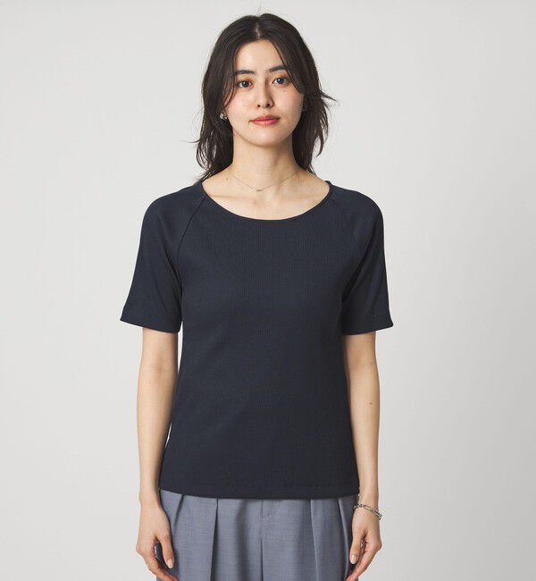 UNITED ARROWS green label relaxing「ブライトリブ ボートネック 5分袖 プルオーバー カットソー」|Tシャツ・カットソー|