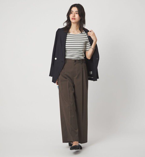 UNITED ARROWS green label relaxing「ブライトリブ ボートネック 5分袖 プルオーバー カットソー」|Tシャツ・カットソー|