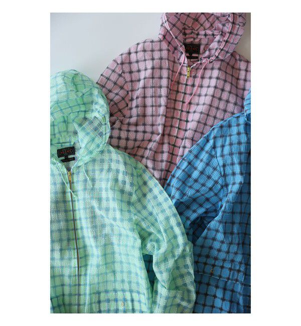 BEAMS PLUS「Swing Jacket Hoodie Nylon Airy Plaid」|ブルゾン・スタジャン|