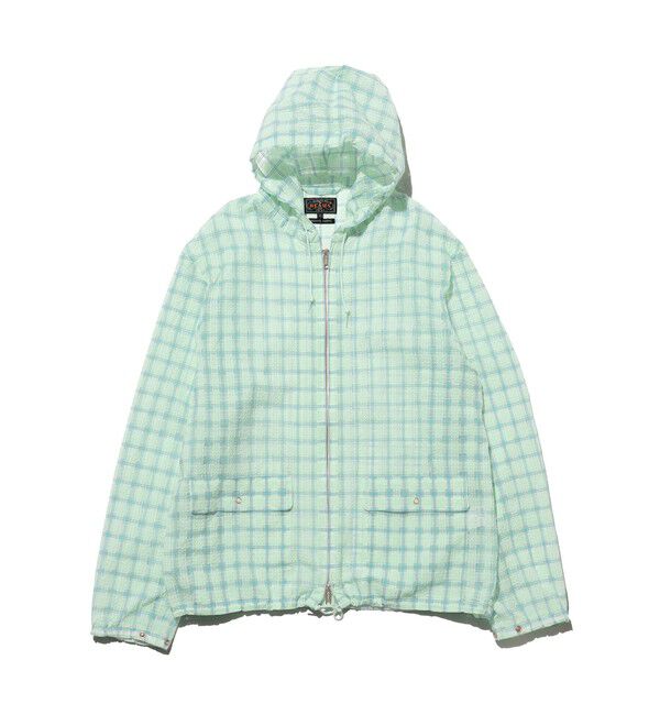 BEAMS PLUS「Swing Jacket Hoodie Nylon Airy Plaid」|ブルゾン・スタジャン|MINT.GRN