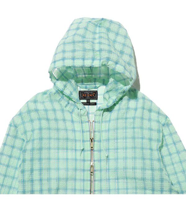 BEAMS PLUS「Swing Jacket Hoodie Nylon Airy Plaid」|ブルゾン・スタジャン|
