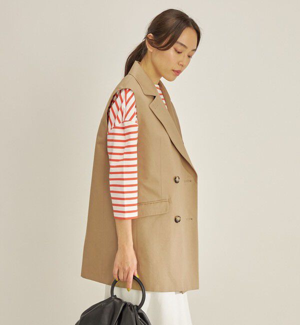 SHIPS for women「綿麻 カルゼ ダブルブレスト ジレ ◇」|ベスト・ジレ|