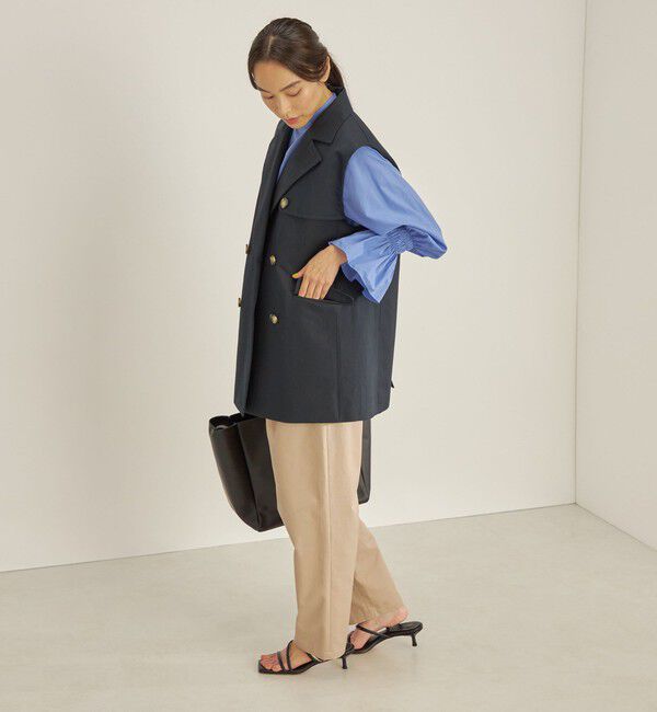 SHIPS for women「綿麻 カルゼ ダブルブレスト ジレ ◇」|ベスト・ジレ|