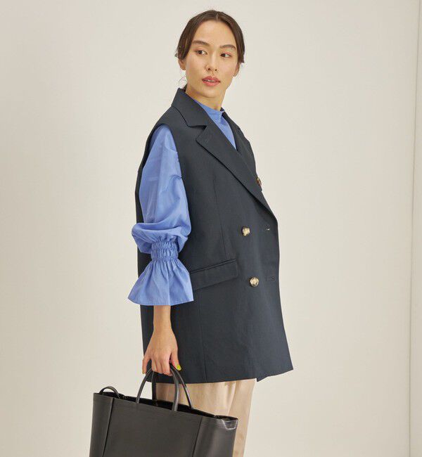 SHIPS for women「綿麻 カルゼ ダブルブレスト ジレ ◇」|ベスト・ジレ|