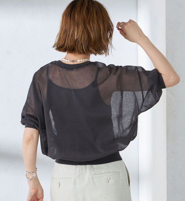 SHIPS for women「〈手洗い可能〉シアー ラメ 半袖 サマー ニット」|ニット・セーター|