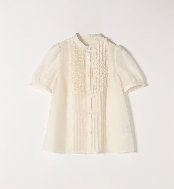 SHIPS any「SHIPS any:〈手洗い可能〉シアー フリル バンドカラー パフ シャツ ブラウス」|シャツ・ブラウス|