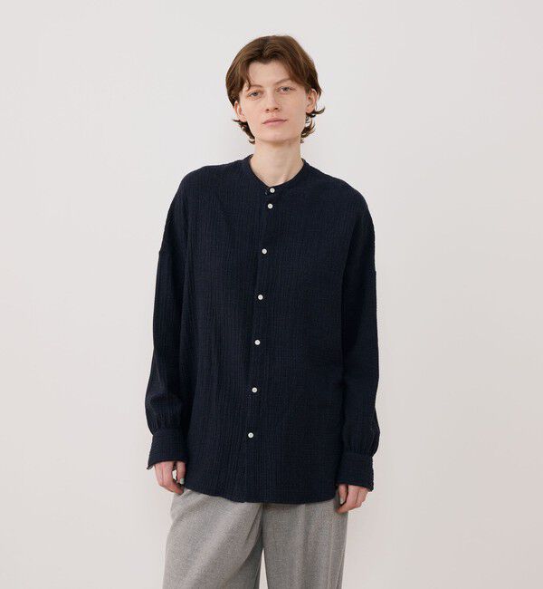 GALERIE VIE「エアリーサッカー スタンドカラーロングシャツ」|シャツ・ブラウス|