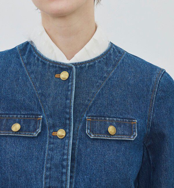 DES PRES「ハイデンシティーデニム クルーネックコンパクトジャケット」|デニムジャケット|